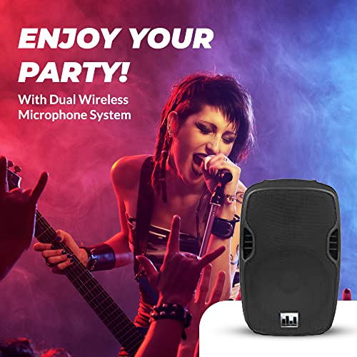 Musysic [Mu-S12Pa] Pa System – 6 Channel Audio Mixer With Built In Amplifier 2000W 12” Studio Speakers & Wireless Microphone System – Mono/Xlr/Speakon/Usb/Sd Playback Input With Speaker Stand Pair #TOP6