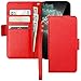 Bocasal Wallet Case for iPhone 11 Pro Max, Genuine Leather Support Wireless Charging RFID Blocking Flip Case Card Slots Holder, Kickstand Book Folding Folio Cover with Wrist Strap 6.5 Inch (Red)
