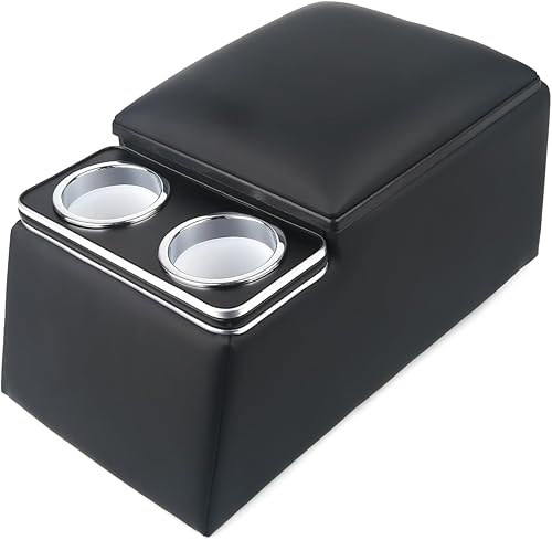 MR HELLO Organizador universal de asiento de camión negro con portavasos y reposabrazos, ideal para negocios, almacenamiento y conveniencia