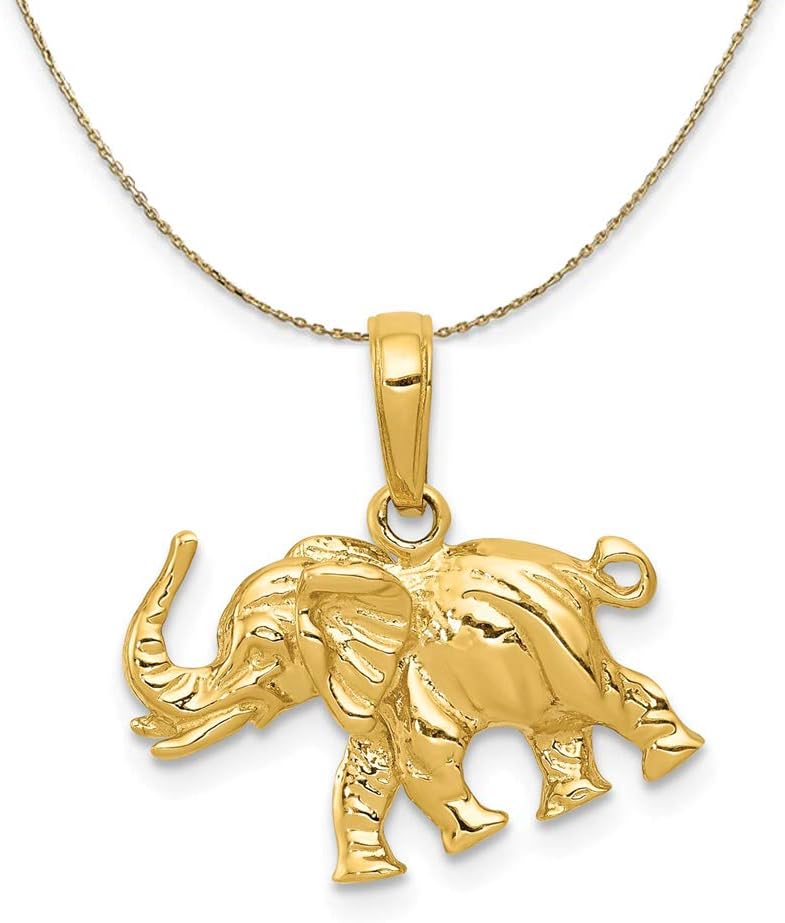The Black Bow 14k Yellow Gold Satin Elephant Profile Necklace