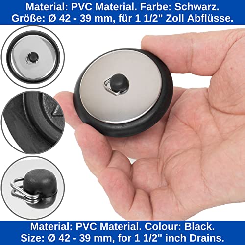 Universal stopper, 2 pieces, diameter 42 on 39 mm top on underside, rubber drain plug for 1 1/2" inch valve drain - Image 3