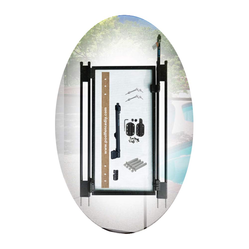 Pool Fence DIY 2.5'x4' Self-Closing Flat-Top Gate in Black