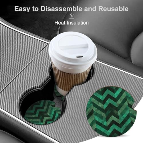 Dessous de verre voiture antidérapants vert émeraude 6.6 cm lot de 6 - 5