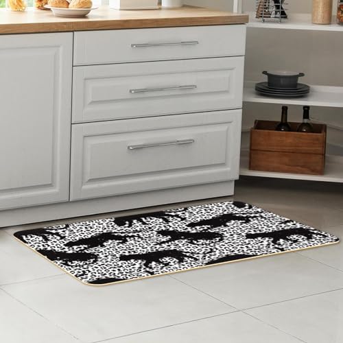Alfombrillas de cocina lavables y alfombras absorbentes para pasillo con siluetas de leopardo 7