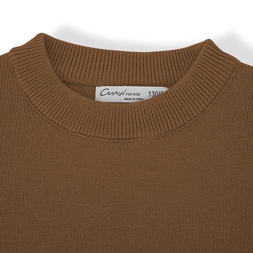 CUNYI Boys Girls Crewneck Sweater Long Sleeve Pullover Thermal Wool Solid Knit Top3