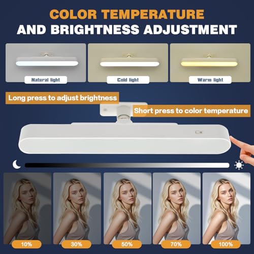 Lampe miroir sans fil rechargeable 4000mAh à luminosité variable - 2