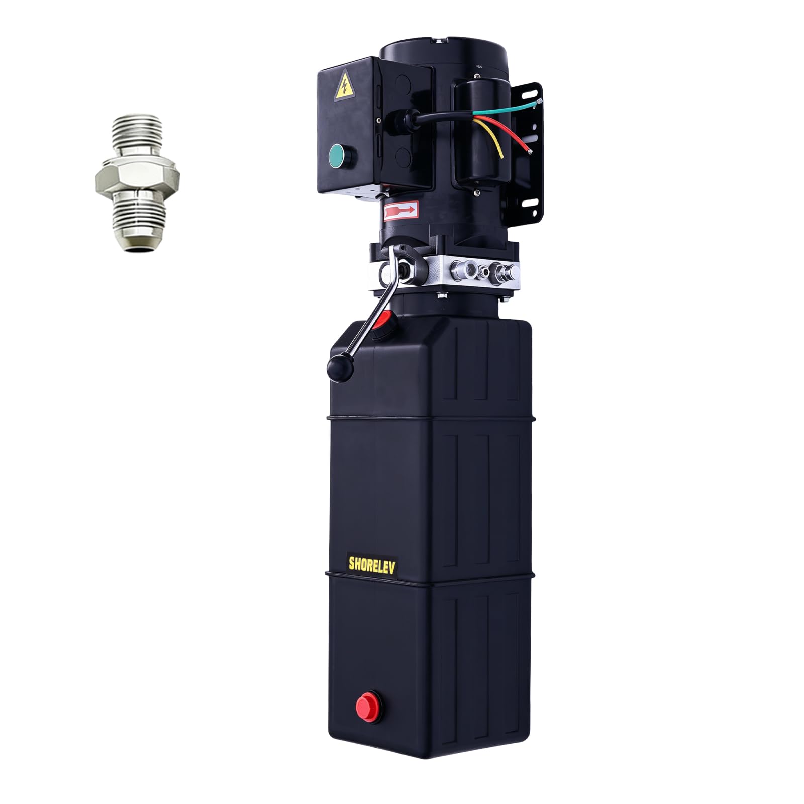 220V 60Hz Hydraulic Power Unit, Hydraulic Motor, Dump Trailer Pump14L Plastic Reservoir, Manual Button Control, for Auto Lifts, Vehicle Repair, Garage Equipment, and Industrial Applications