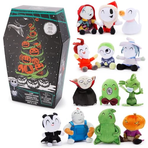 Disney Store Official The Nightmare Before Christmas 13-Day Halloween Countdown Calendar - Includes 13 Mini Disney Plush Toys Featuring Santa Jack Skellington Sally Zero Oogie Boogie and More