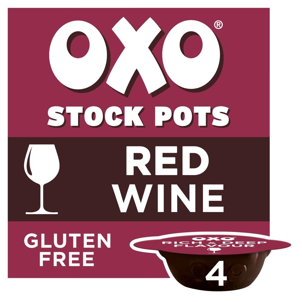 OXO Red Wine Stock Pots – Rich & Flavoursome Blend, Gourmet Base for Stews, Sauces, Casseroles & Holiday Cooking, 4 x 20 g (80 g Total)