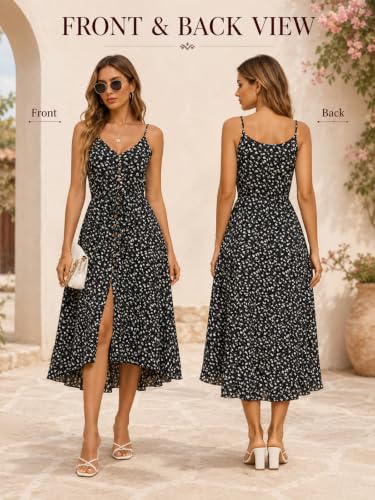 Image of BROVAVE Women's 2026 Summer Casual Boho Sundress Spaghetti Strap Midi Dress