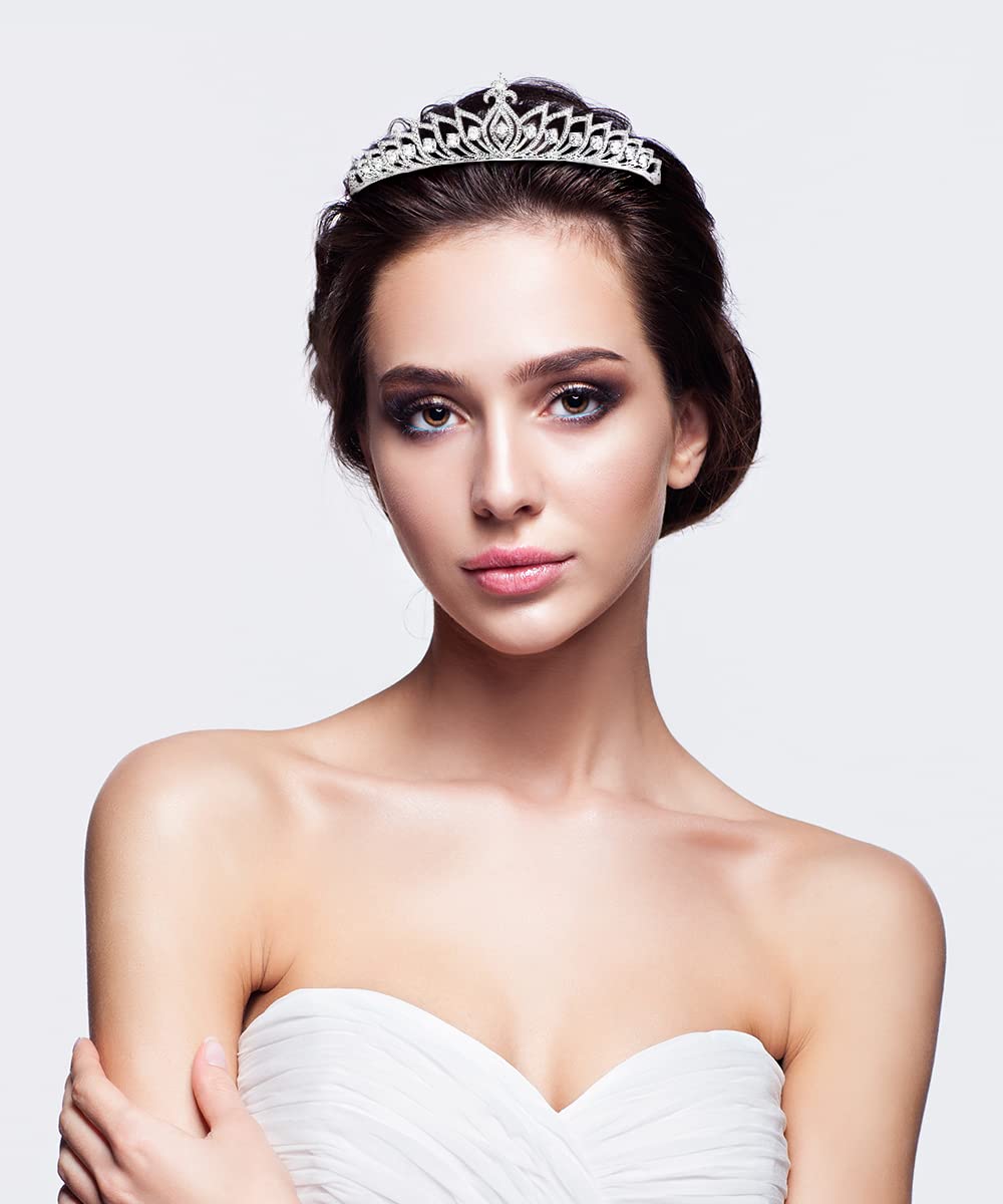 White Cubic Zirconia Queen Crowns And Tiaras Trendy Hollowed-out Princess Crown for Women Gift