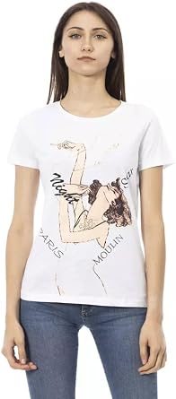 Trussardi Action Elegant White Tee with Chic Front Womens Print, Small