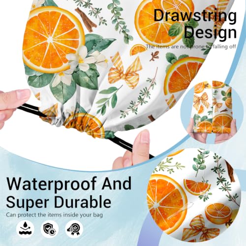 Image of Orange Fruit Drawstring Storage Bag Lightweight Gym Pouch for Dance Classes Shoes Headphones