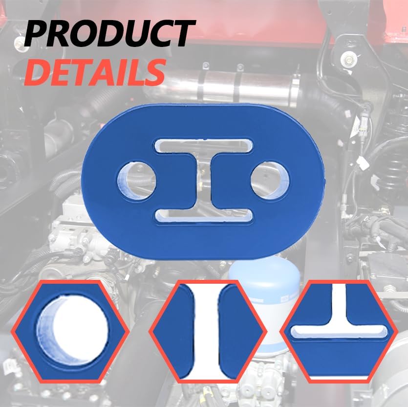 4Pcs 2 Holes Exhaust Hanger Rubber, 2 Holes 0.47 Inch (12mm), Adjustable Insulator Bushing Rubber Insulator Universal for Car/Truck/Jeep/SUV (Blue)