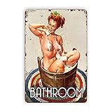 Letrero de metal retro divertido con diseño de cueva de hombre, letrero de metal vintage de 8