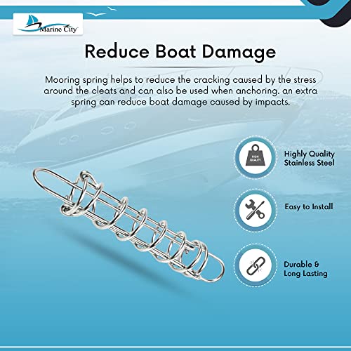 MARINE CITY 304 Grade Stainless Steel Boat Anchor Dock Line Mooring Spring Shock Absorbing 10-5/8 Inches for Boats – Yachts – Marines – Ships – Kayaks (Pack of 1)