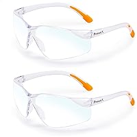 Vista 1 de ProtectX Gafas de seguridad para hombres y mujeres, lentes de sol de seguridad con lentes antivaho resistentes a los arañazos, agarres Olympus Blue