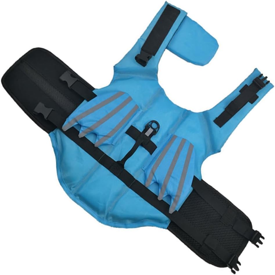 Reflective Dog Swimming Vest Breathable Wear-Resistant Life Jacket with Wings Blue M for Outdoor Water Safety Pet Apparel