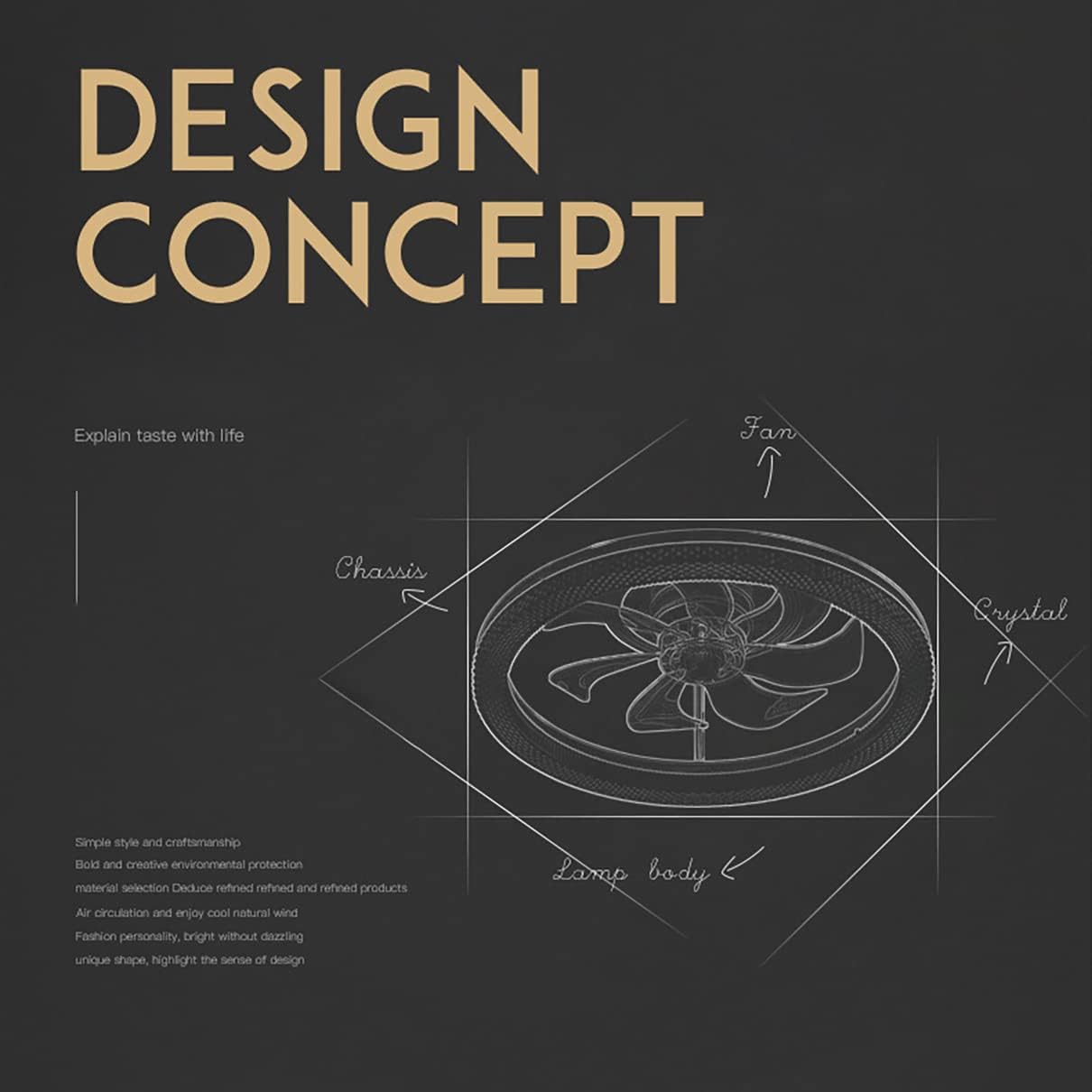 YUEGOO Fan with Ceiling Light,3 Colors Dimmable Silent Remote Control 48W Indoor 3 Speed Bedroom Small Fan Ceiling Lights with Timer Dining Room Lounge Fan with Ceiling Light/D