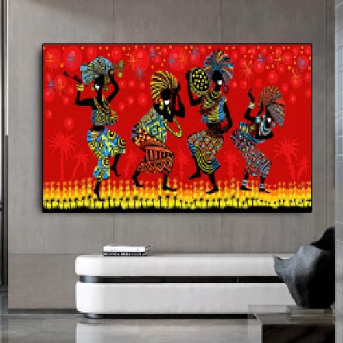 Images d'art mural de danseurs africains et toile abstraite moderne de 35x50 cm
