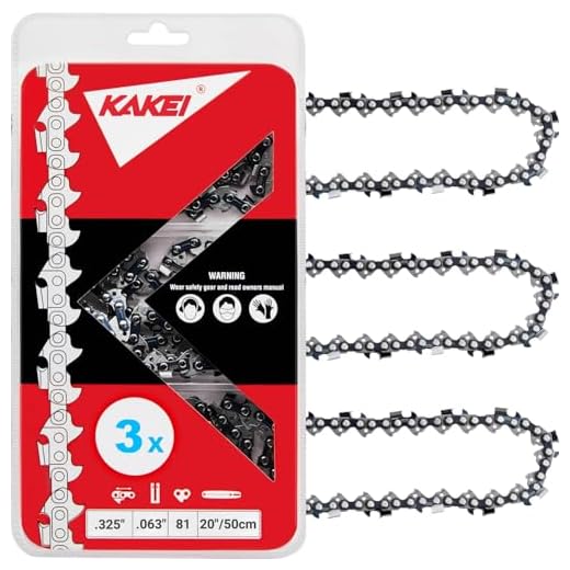 KAKEI Chainsaw Chain 20 Inch .325" Pitch .063" Gauge 81 Drive Links- 26RS 81 Fits Stihl (PRE 2023 .063" Gauge) MS291, MS271 Farm Boss, MS261-36390050081, V81 (3 Chains) - Full Chisel