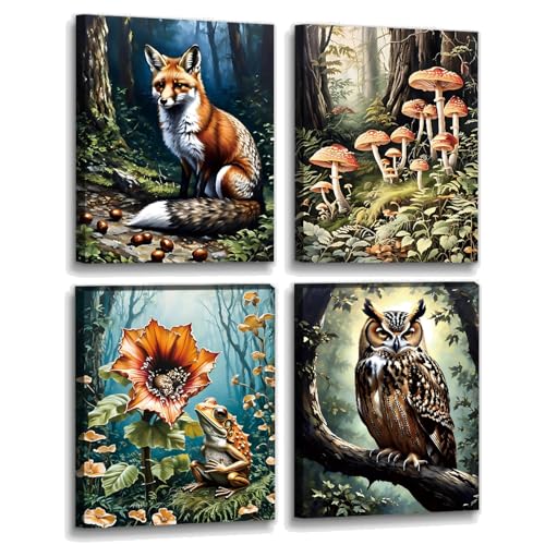 Dark Green Forest Wall Art Canvas Prints Living Room Wall