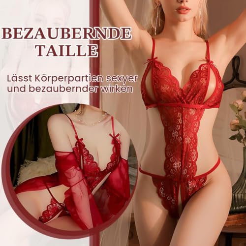Sexy Strapse Damen Dessous Set, Offen Unterwäsche,Große Größen Erotische Unterwäsche, Spitzen Bodysuit Für Jubiläen Und Flitterwochen – Bild 4