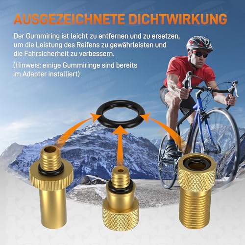HENMI Fahrradventil Adapter Set, Alle Ventiladapter Fahrrad, Autoventil Adapter, Französisches ventil, Ballnadel, Kegelventil und Luftpumpe Adapter mit Sortierbox