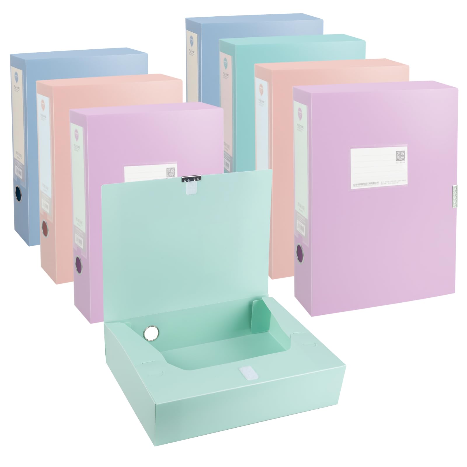 LQOZYYUL 8 Pack Box Files A4, Plastic Box File Box Folders for Paperwork A4, 75mm Spine Foolscap Box Files Filing Boxes for Home Office Document – 4 Colors