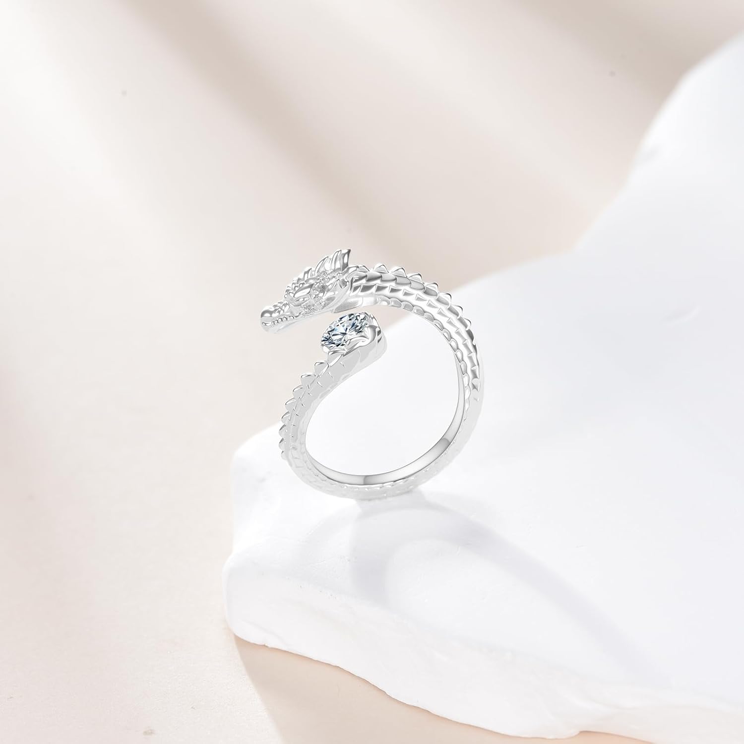 Dragon Ring Sterling Silver 0.5 Carat Moissanite Jewelry Gifts for Women Men