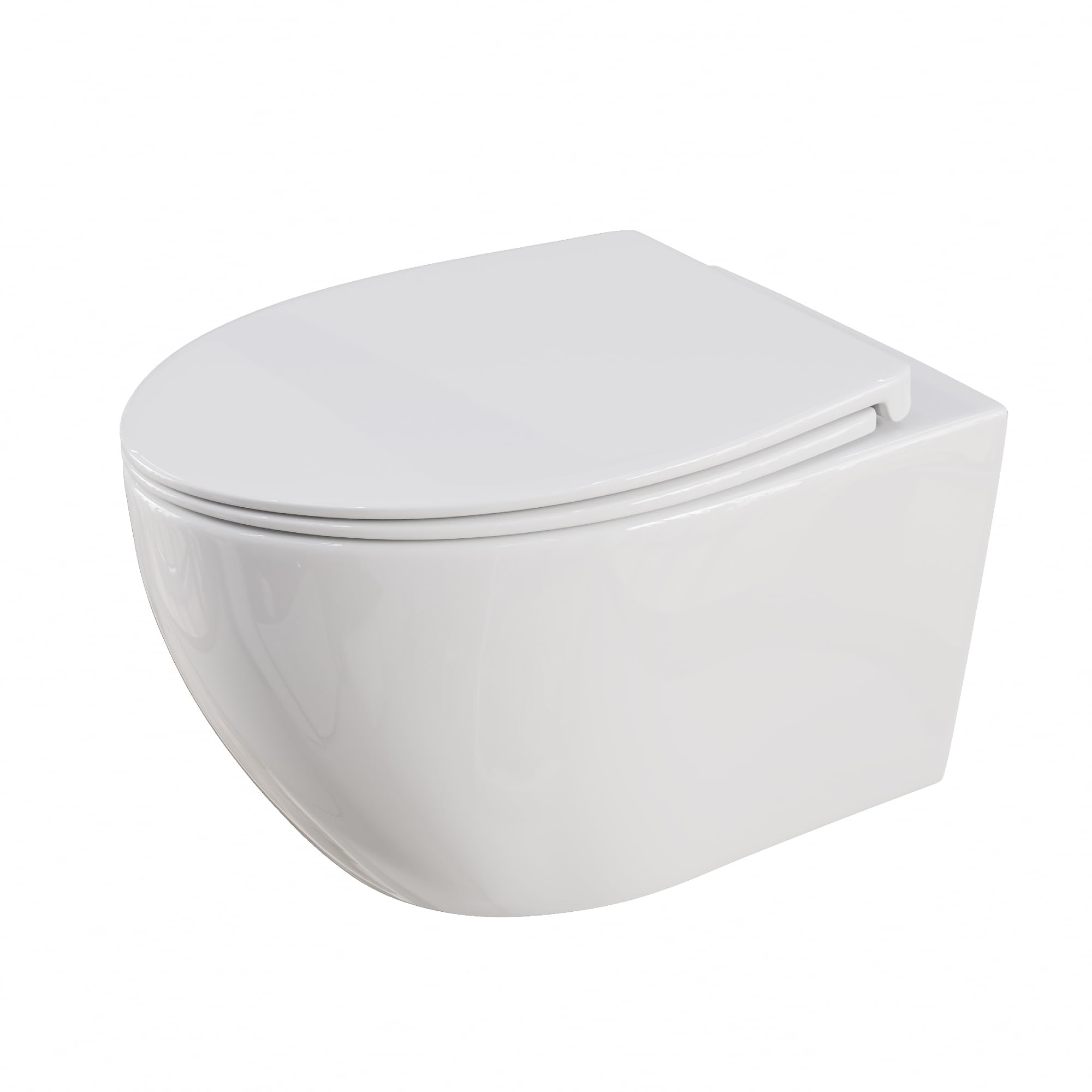 Cuvette WC Suspendu Blanc Toilette, Lunette WC avec Fermeture en Douceur Forme O, Cuvette Toilette Compact Design