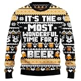 Beer Ugly Christmas Sweater for Men, Funny Beer Xmas Crewneck Sweatshirt, Drinking Beer Vacation Pullover Plus Size, Holiday Long Sleeve Shirts for Beer Lovers, For Family And Friends