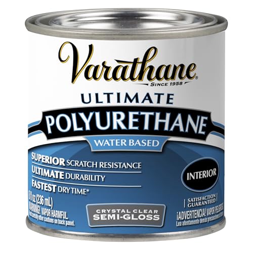 Varathane Water-Based Crystal-Clear Ultimate Polyurethane Spray | Interior Wood Protection | Fast Dry Time | Easy Clean Up | Semi-Gloss | Half Pint