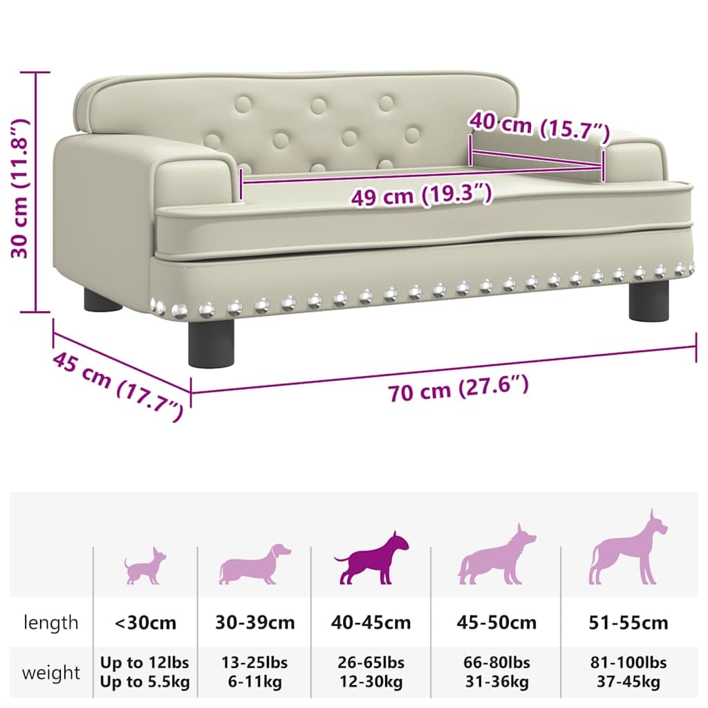 Hundebett Creme 70x45x30 cm Kunstleder Hundebetten Waschbar Outdoor Hundebett, Hundekissen, für mittelgroße Hunde