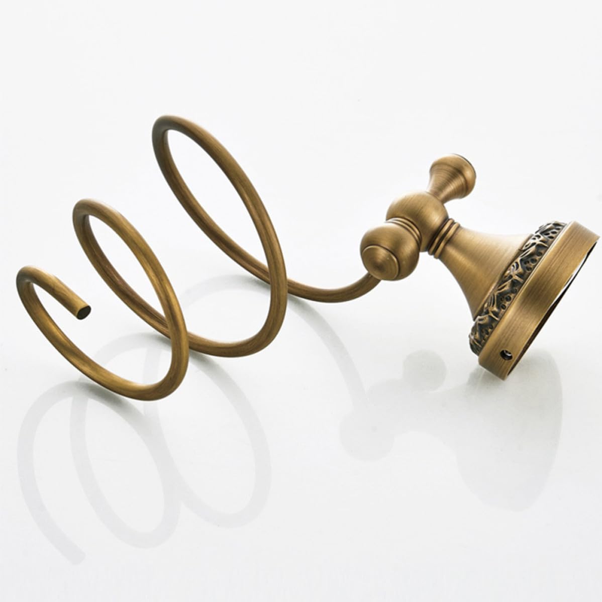 Soporte para Secador de Pelo de Cobre Dorado, Montado en Pared, Diseño Espiral, Fácil de Instalar para Organizador de Baño y Tocador