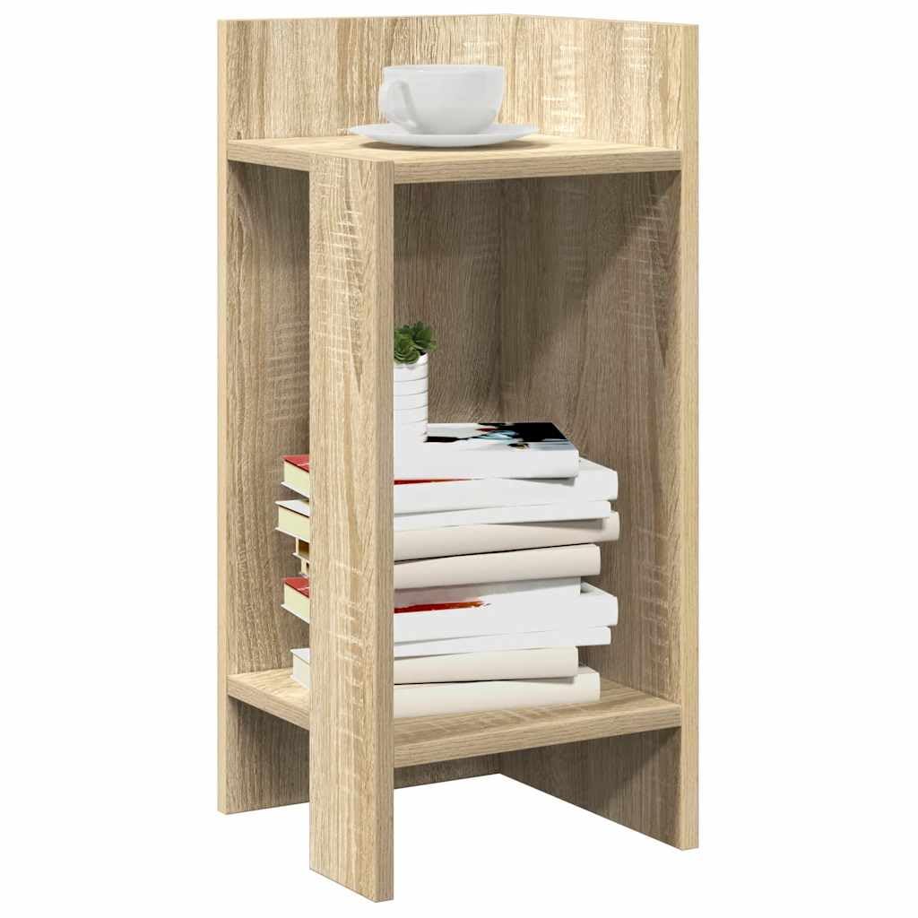 SXZenSpace Side Tables Set of 2, 25.5x27x60 cm Engineered Wood with 2 Shelves, Sonoma Oak Small Table for Living Room Bedroom Corridor