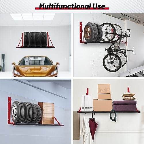 ROBLOCK Zusammenklappbares Reifenregal zur Wandmontage, für mehrere Reifen, Garage (81,3 cm - 121,9 cm) x 55,9 cm x 55,9 cm, Rot