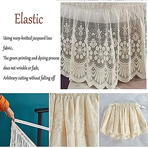 Pizzo Vestiletto,Elastica Avvolgere Mantovana Giroletto Tre Lati Tessuto Gonna da Letto Singolo/Matrimoniali/Una Piazza e Mezzo Elastico Dust Ruffle,Lunghezza 38 cm
