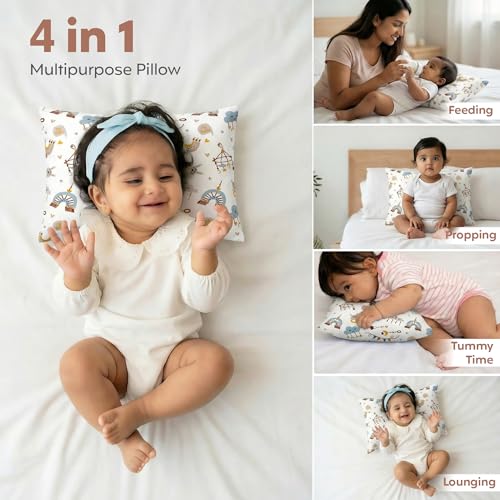 Image of a baby cherry Feeding Pillow for New Born Baby, Breastfeeding Pillow, Nursing Pillow, Baby Feeding & Support Pillow, Soft Cotton with Washable Cover, 32x21 cm
