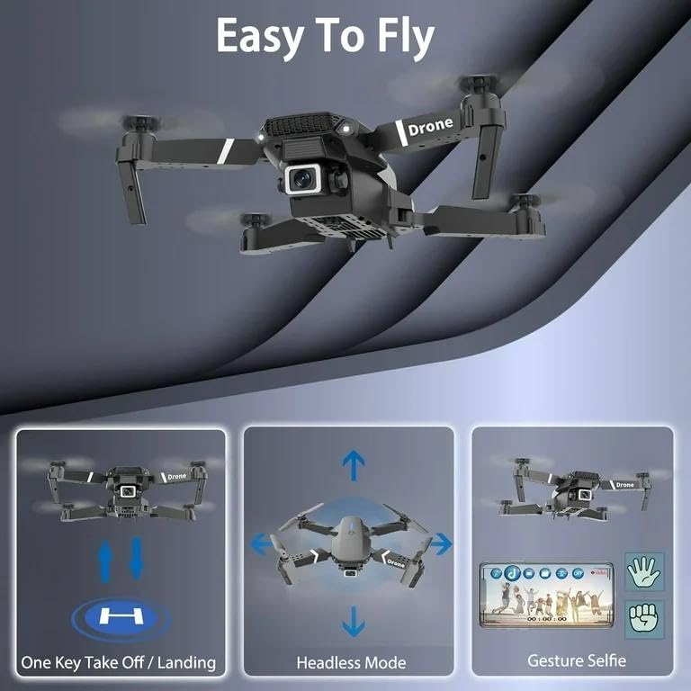 Image of dRoNe wItH hD DuAl cAmErA BrUsHlEsS MoToR, oNe cLiCk tAkEoFf /lAnDiNg FlIp rOlLiNg gEsTuRe cOnTrOl wI-Fi cAmErA ReMoTe cOnTrOl -X DrOnE (E88)