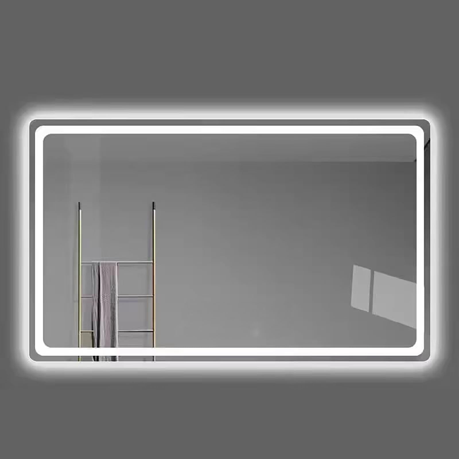 BKSXSOP LED Bathroom Mirror with Anti-Fog, Touch Sensor, Frameless Illuminated Makeup Mirror, Smart Wall-Mounted Vanity for and Bedroom
