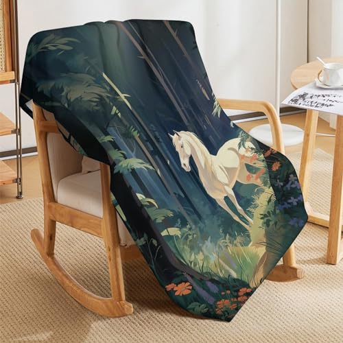 Plaid couverture premium motif cheval jeté de canapé en flannel douce - 8