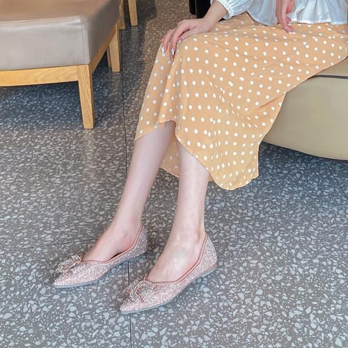 Women's Flats Shoes Pointed Toe with Bow Tie Ballet Flats Comfortable Dress Shoes3