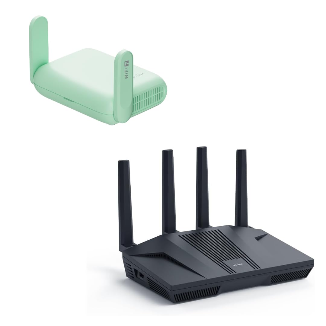 GL.iNet GL-MT3600BE (Beryl 7) Portable Travel Router & GL.iNet GL-MT6000 (Flint 2) WiFi 6 High Speed Gaming Routers
