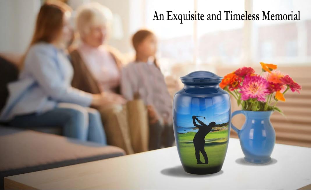 Golf Urn - Full Size Golfer Cremation Urns - Adult Classic Sports Urns - Golf Lovers Funeral and Memorial Urns for Human Ashes Upto 200 Lbs with Velvet Bag (Large) - Image 5