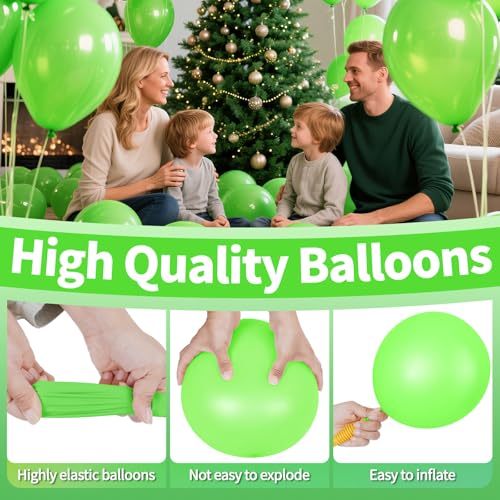 Image of Lime Green Latex Party Balloons, 110 Pack 12 inch Light Green Balloons Round Helium Fruit Green Balloons for Birthday Dinosaur Jungle Baby Shower Party Decoration