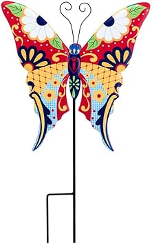 The Lakeside Collection Colorful Talavera-Inspired Garden Stakes - Butterfly, 2138700