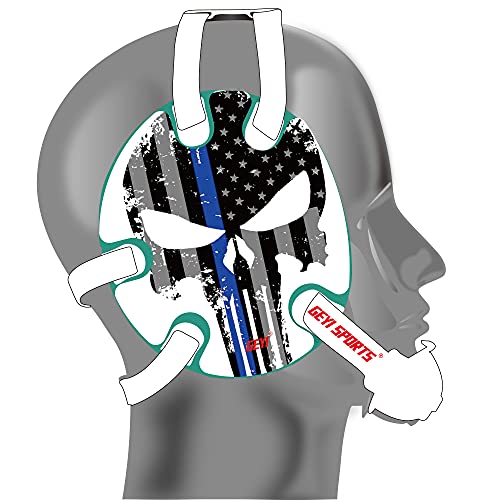 Wrestling earguard USA Flag Thin Blue Line Stickers (Teal)