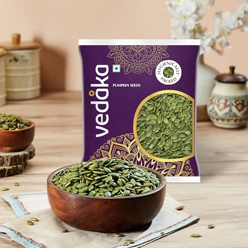 Image of Amazon Brand - Vedaka Raw Pumpkin Seeds | 500 g | Source Magnesium and Potassium | Gluten Free | Daily Crunchy Snacks | Hygienically packed