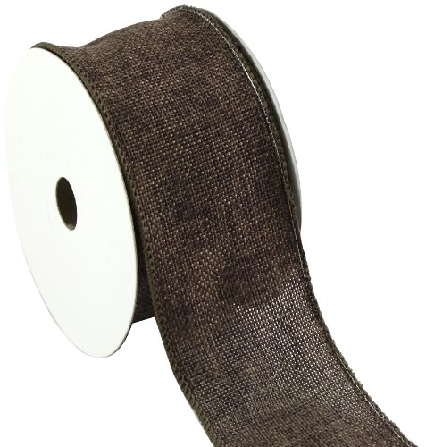 Kel-Toy Wired Faux Burlap Ribbon, 2.5-Inch by 10-Yard, Chocolate